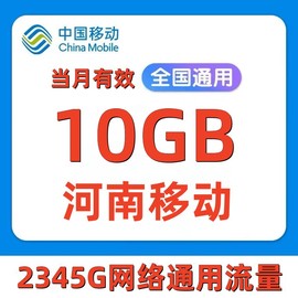 河南移动流量充值10G手机上网流量通用流量叠加油包当月有效