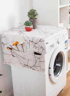 冰箱防尘罩单开对开门冰箱盖布白色大理石印花洗衣机盖巾厂家直销