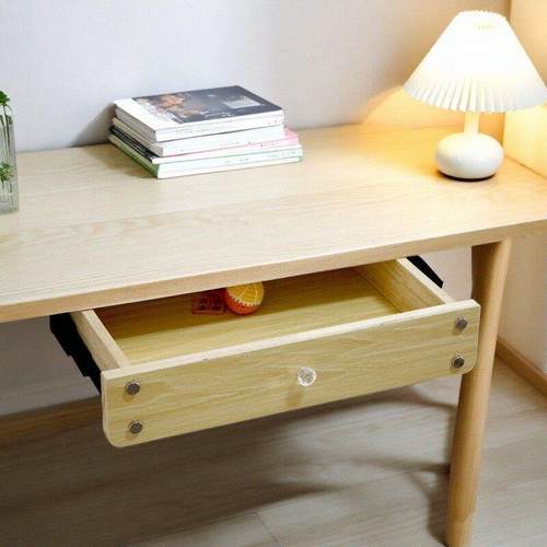 办公工位桌底下抽屉自装实木悬挂隐形暗抽屉式收纳盒柜内滑轨托架