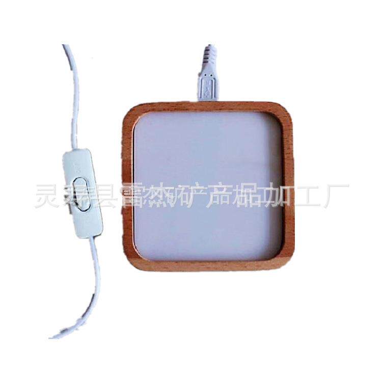 盐灯 喜马拉雅水晶盐灯 LED方形木质底座 负离子方形小夜灯