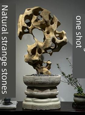 太湖石奇石天然原石客厅高级装饰摆件室内玄关石头盆景观赏博古架