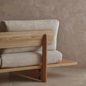 欧简约小户实型北客厅木艺可拆洗白蜡木双人三人日式 实木沙发布原