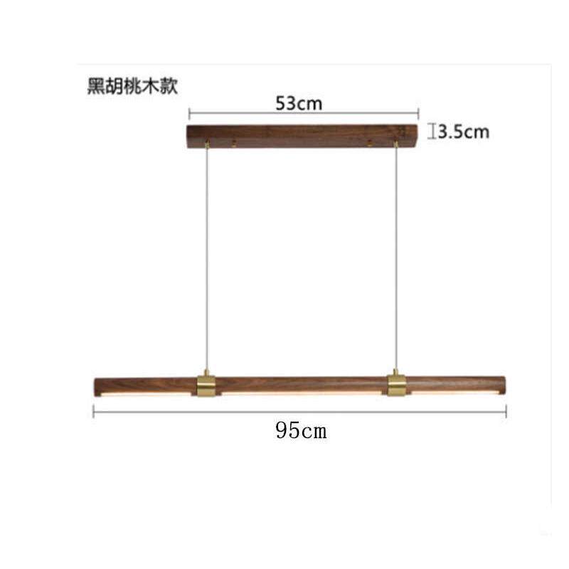 客厅led北欧吊灯吧台奢黑胡桃办公工作室现代轻灯简约灯长条实木