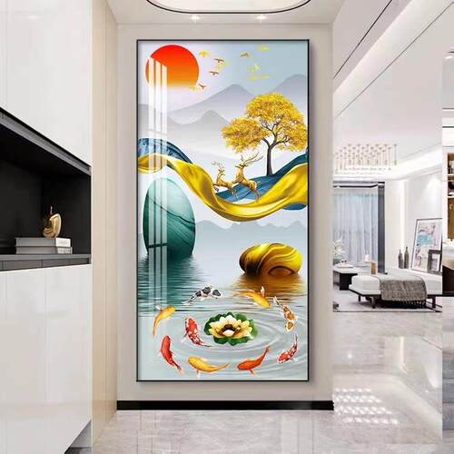 入口入口装饰画走廊尽头过道墙面壁画垂直版现代简约易接近奢华幻