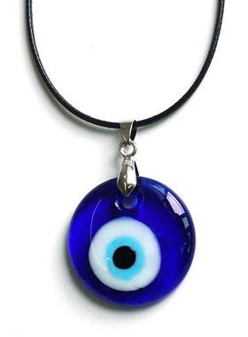 sh Blue Eye Choker Glass Eye Leather Rope Chain Jewelry Gift