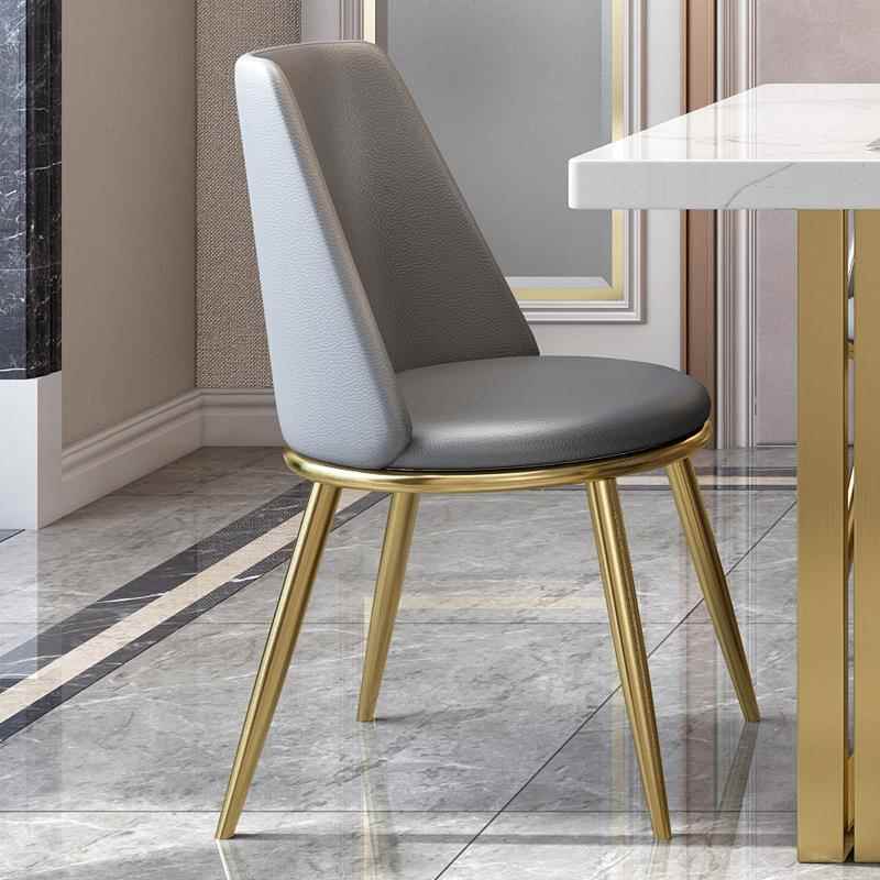 餐桌椅现代简约轻奢不锈钢金属皮艺靠背餐椅饭店奶茶店椅子高靠背