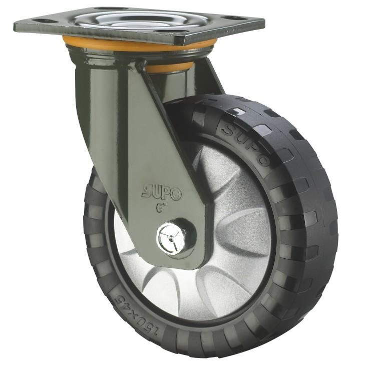 SUPO/向荣寸防8滑承重型双刹车P0NRRU聚氨酯万向脚轮J0S-01D-720-