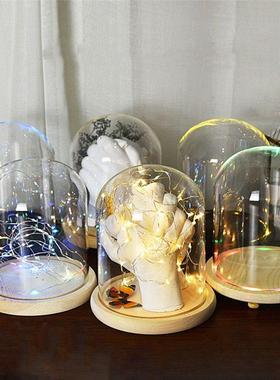 玻璃灯罩手模石膏克隆粉防尘罩握手模型罩干花手作玻璃罩