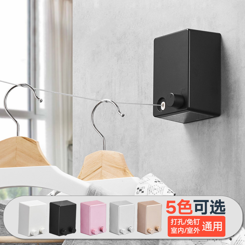 隐形晾衣架免打孔阳台晾衣杆卫生间晾衣浴室挂衣架室内晾衣绳