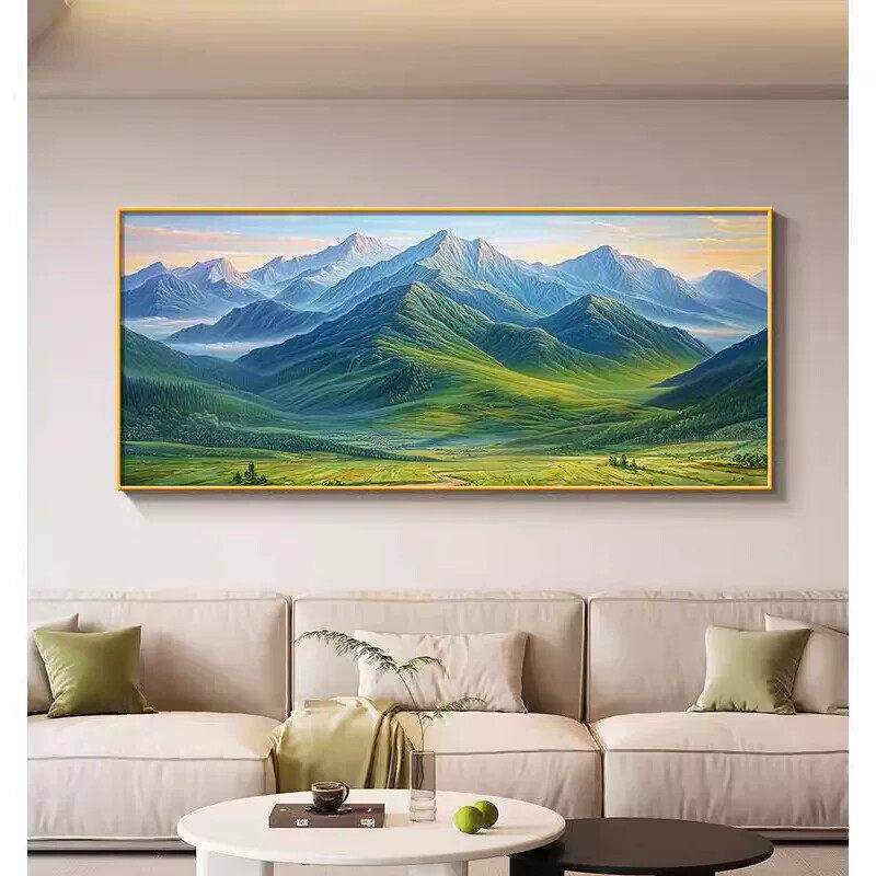 背后有靠山客厅挂画现代简约沙发背景墙挂画高档大气巨人山风景画