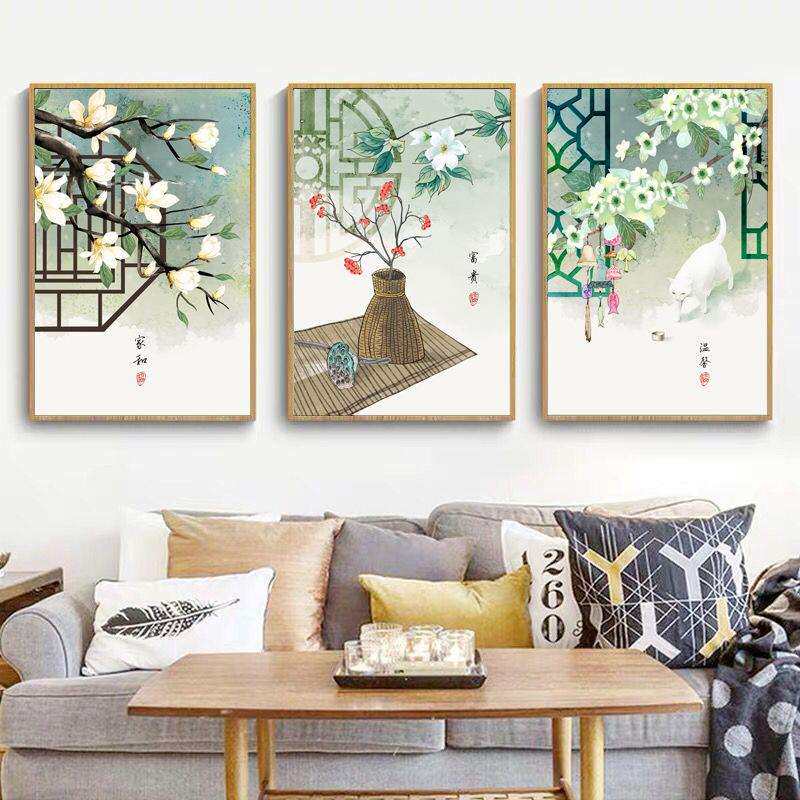 蒙娜丽莎十字绣2024新款绣客厅简约现代线绣家用三联画自己绣手工