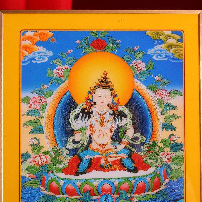 藏式金刚萨埵铂金实木烤漆相框摆件挂画装饰画家用十相自在唐卡图