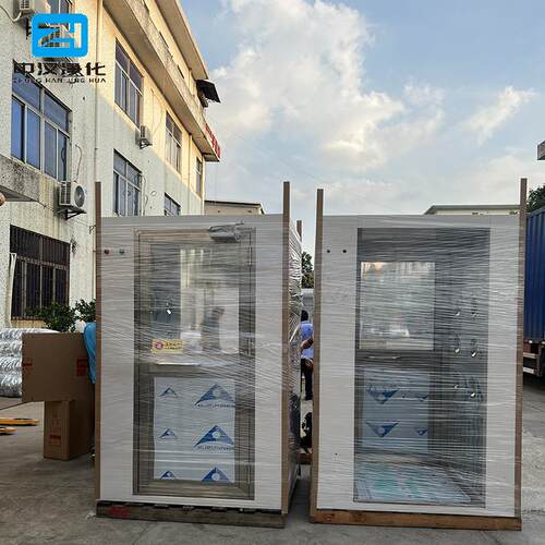 厂家直供淋室单人单吹冷轧钢板喷塑适配十万级洁净室卷帘门无尘