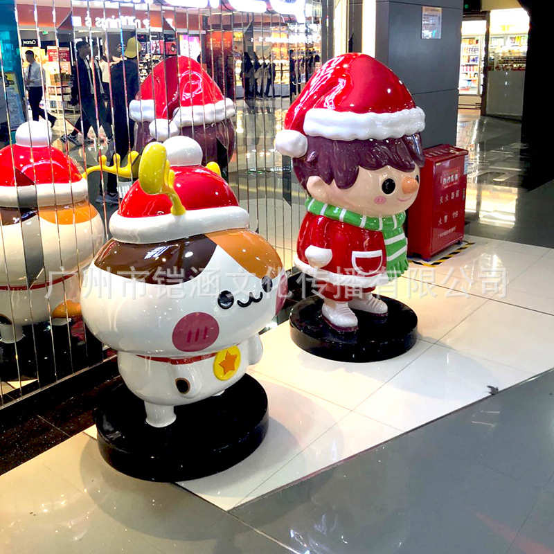 定做玻璃钢卡通雕塑商场美陈主题装置道具店门口迎宾招财猫大摆件