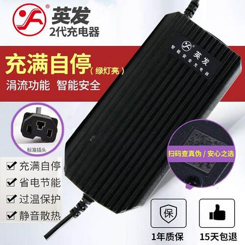 英发充电器电动机车充电器铅酸电瓶石墨烯电瓶充电器两三轮通用