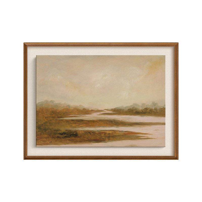云水》风景画现法式中古风客厅装饰画餐厅玄关实木复古艺术挂画