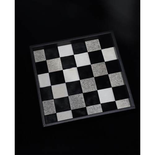 中古马毛棋盘格托盘黑白灰手工拼接酒店样板间shouna摆件