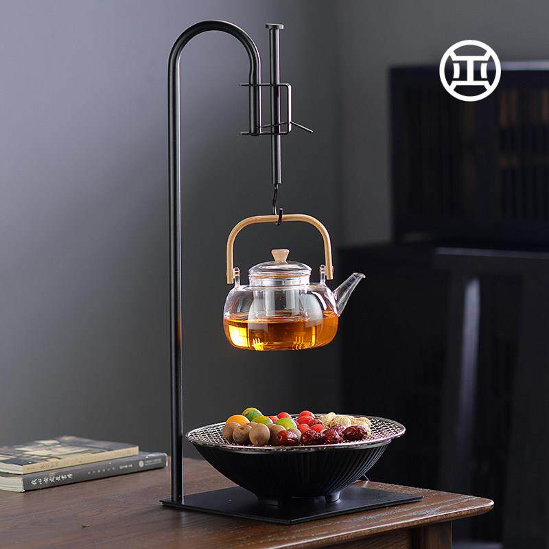 中式围炉煮茶器具全套台式黑晶炉烧水煮茶壶陶壶家用自在挂钩吊壶