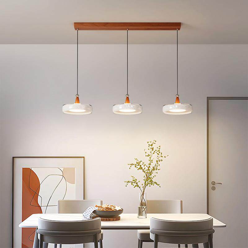餐厅吊灯现代简约餐桌灯奶油轻奢感玻璃三头吧台饭厅led中山灯具