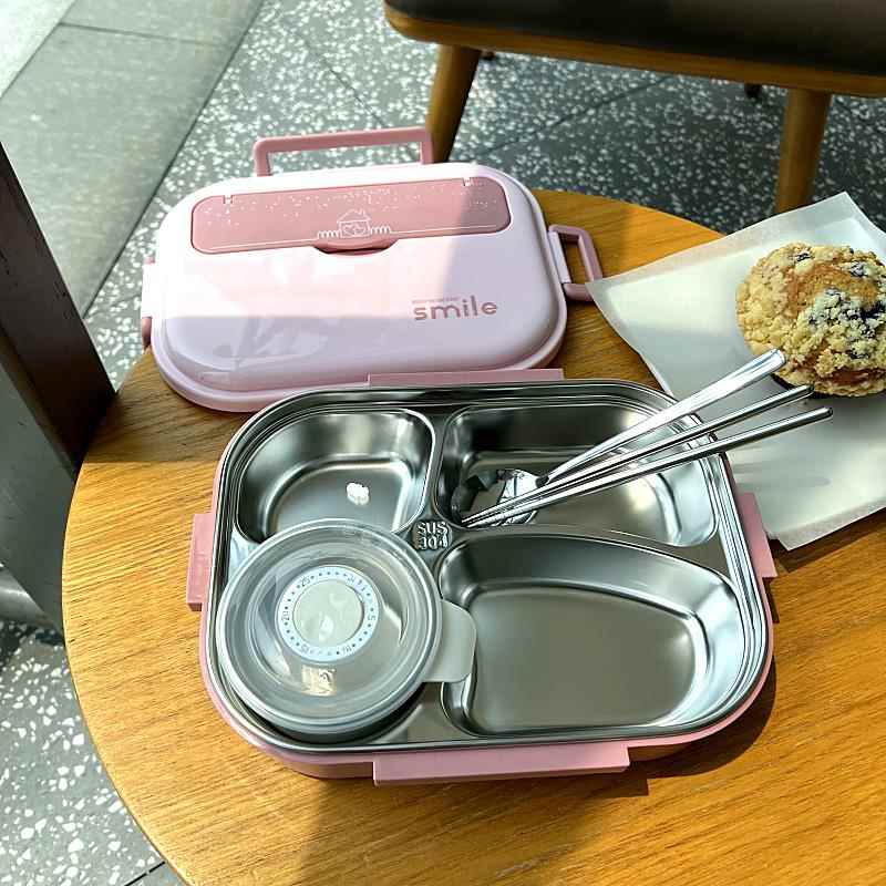 韩式304盒不锈钢保温饭汤盒上F769ST78班族小学分格隔生便当四格