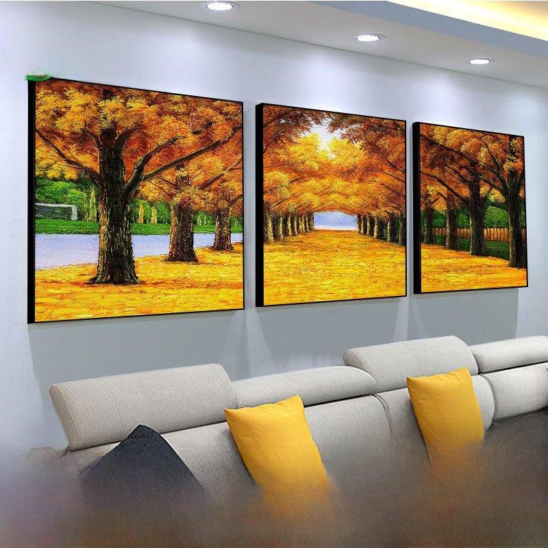 斯堪的纳维亚风格客厅装饰画沙发背景墙挂画三联画现代简约大气壁