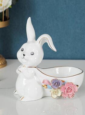 高档玄关口鞋厅柜收纳摆件放门钥匙创代意家居客陶瓷现简约装饰收