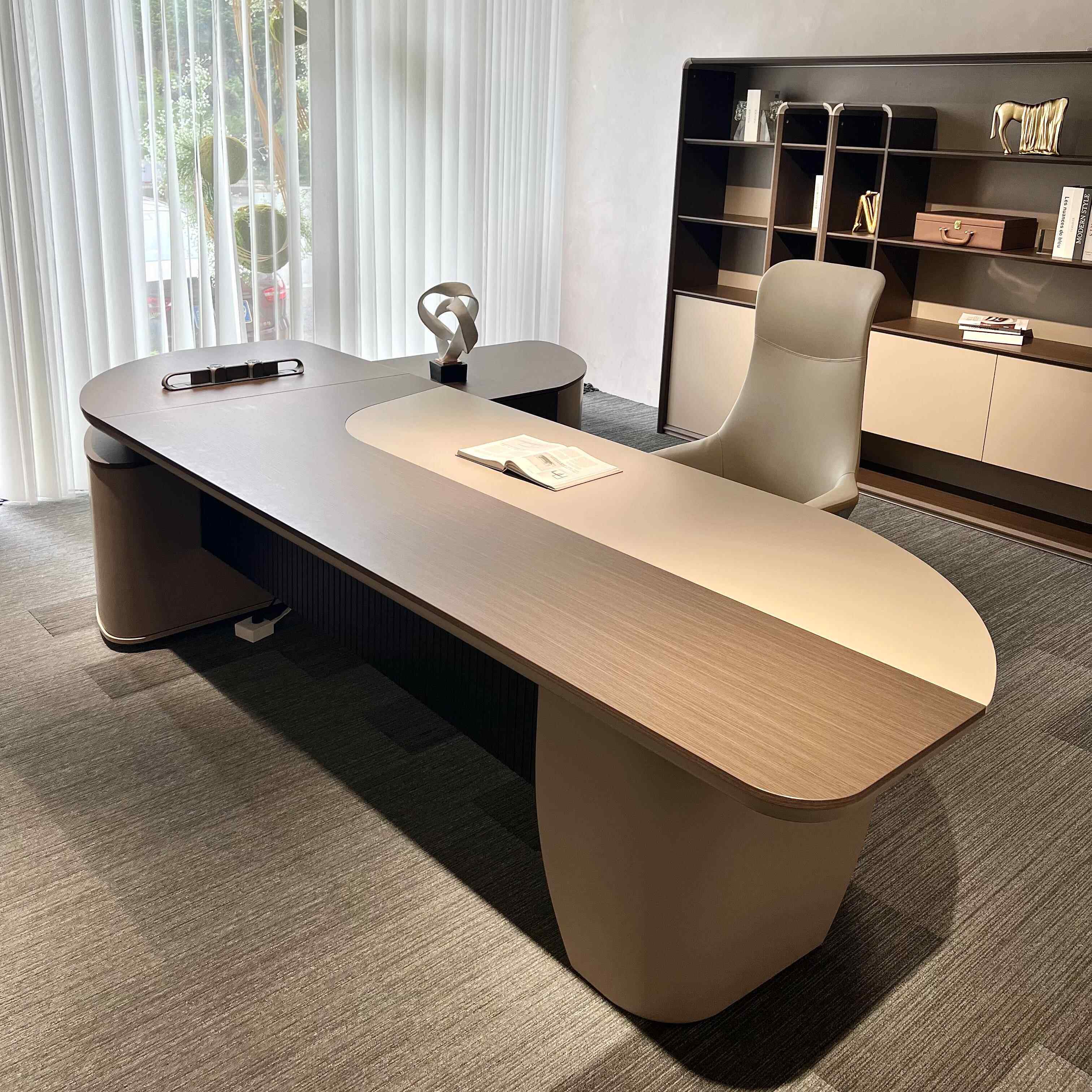 轻奢新中式实木老板桌现代总裁办公桌简约时尚董事长大班台经理桌