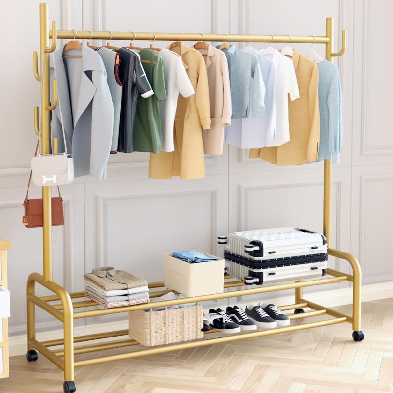 晾衣架落地卧室可移动家用凉衣架阳台挂衣服架子室内简易杆衣帽架