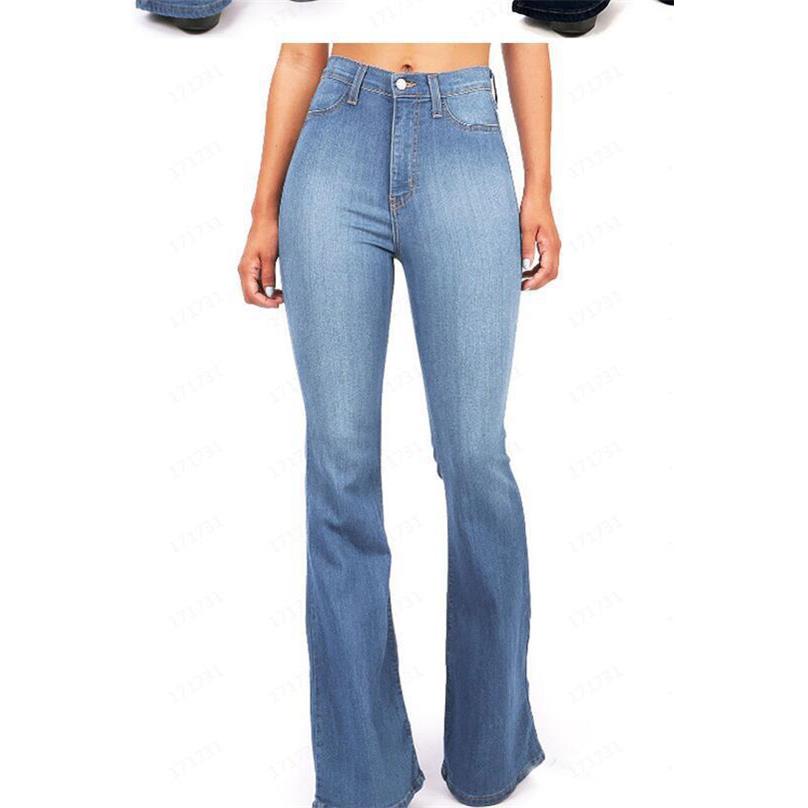 High waist flared jeans womens wide leg slim long pants