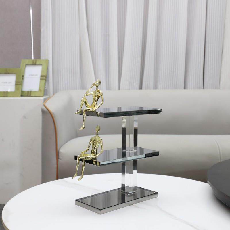 北欧创意几何水晶金属小金人摆件客厅玄关电视柜样板房家居装饰品