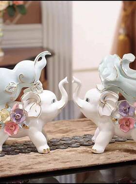 陶瓷葫芦白菜象招财摆件家居客厅电视柜酒柜办公室摆设创意工艺品