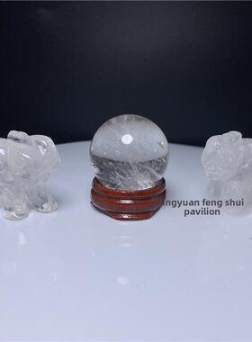天然巴西白色水晶吉祥象装饰品白色水晶球办公室装饰品精工雕刻手