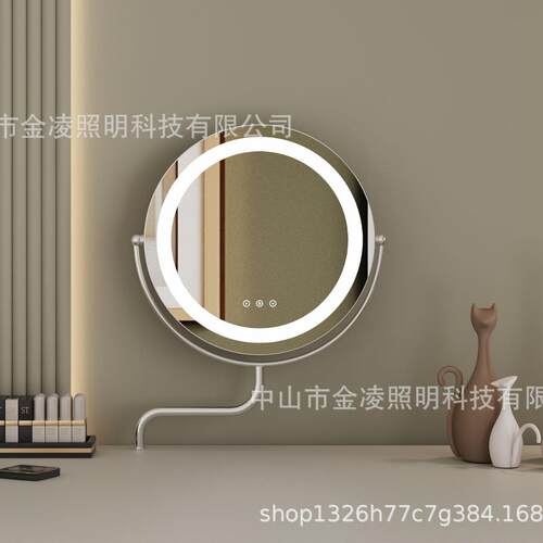 源头厂家直售led智能触摸伸缩摇臂化妆镜，360度旋转三色无极调光
