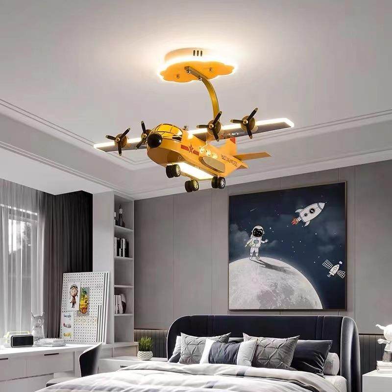 儿童房灯护眼男孩房卧室灯简约现代卡通大型飞机灯北欧吊灯吸顶灯