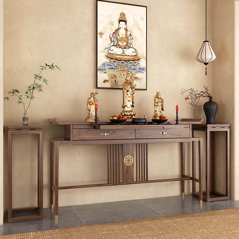 实木供桌香案家用新中式佛桌佛台现代简约客厅供台黑胡桃木神台桌