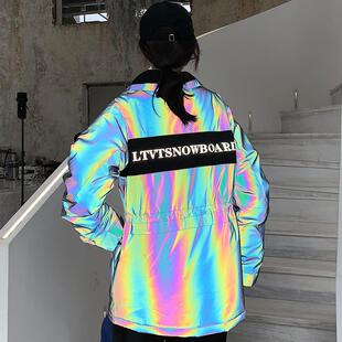 滑雪服 2021新款渐变镭射反光外套男女秋冬季保暖透气防水修身