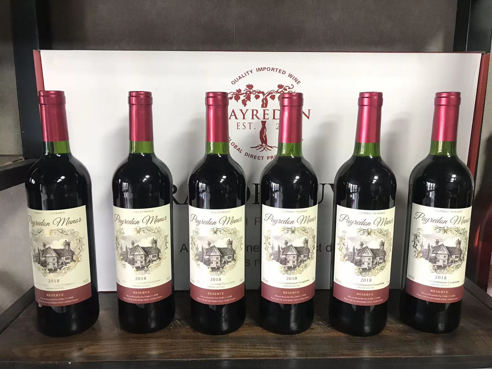 P【6瓶】法国原瓶进口 佩顿庄园干红葡萄酒14%vol 750ml*6瓶