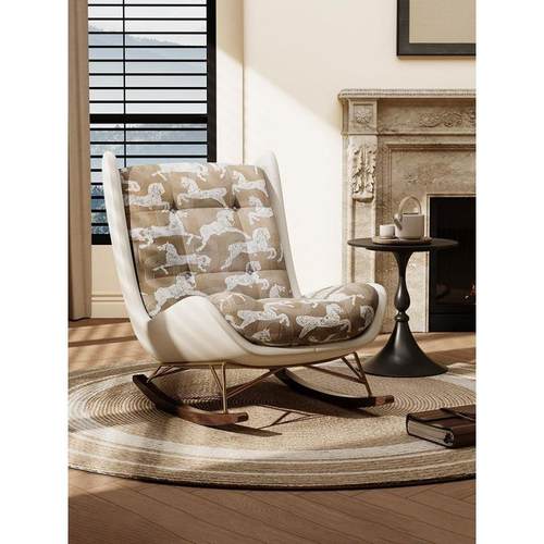 中古风摇摇椅阳台家用设计师休闲椅客厅法式复古懒人单人沙发躺椅