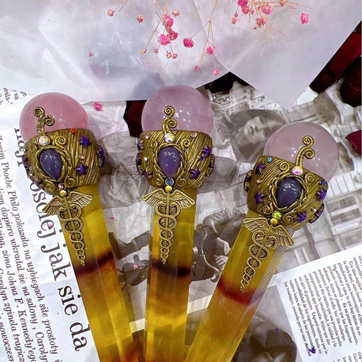 水晶魔法权杖魔法棒手工制作扩香矿石装饰摆件