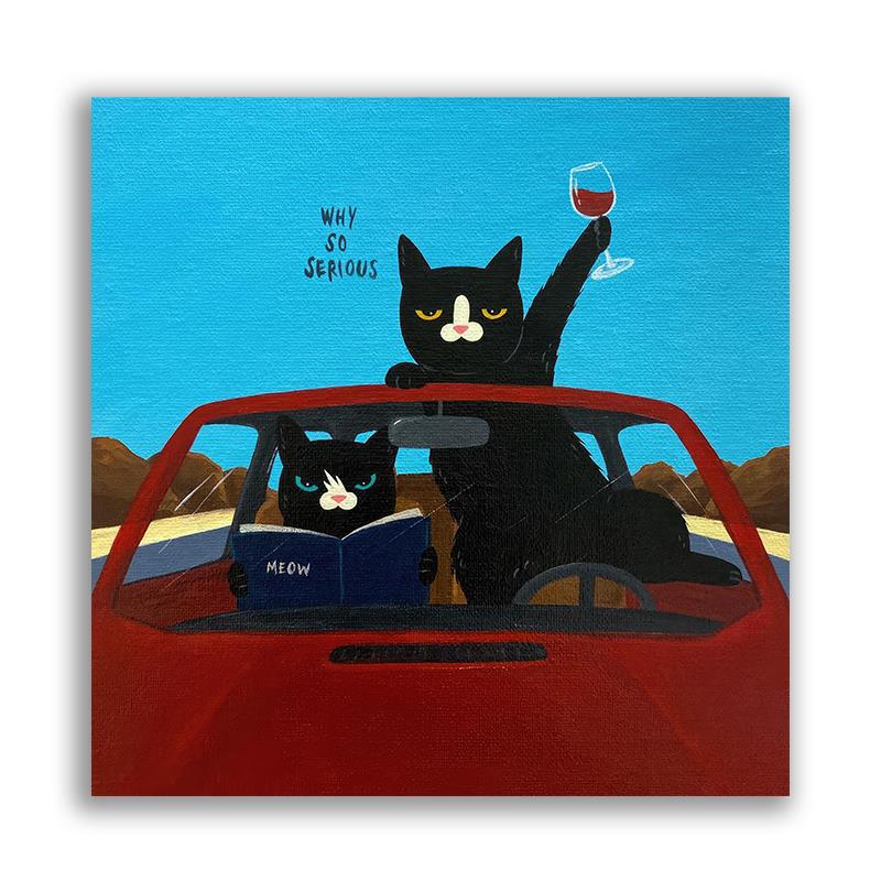 【底价捡漏】St.aftercigs奶牛猫治愈餐厅客厅装饰画挂画复刻版画