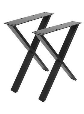 X型桌桌腿架子黑色创360意铁艺金属材质螺钉固简约支架铁架定子