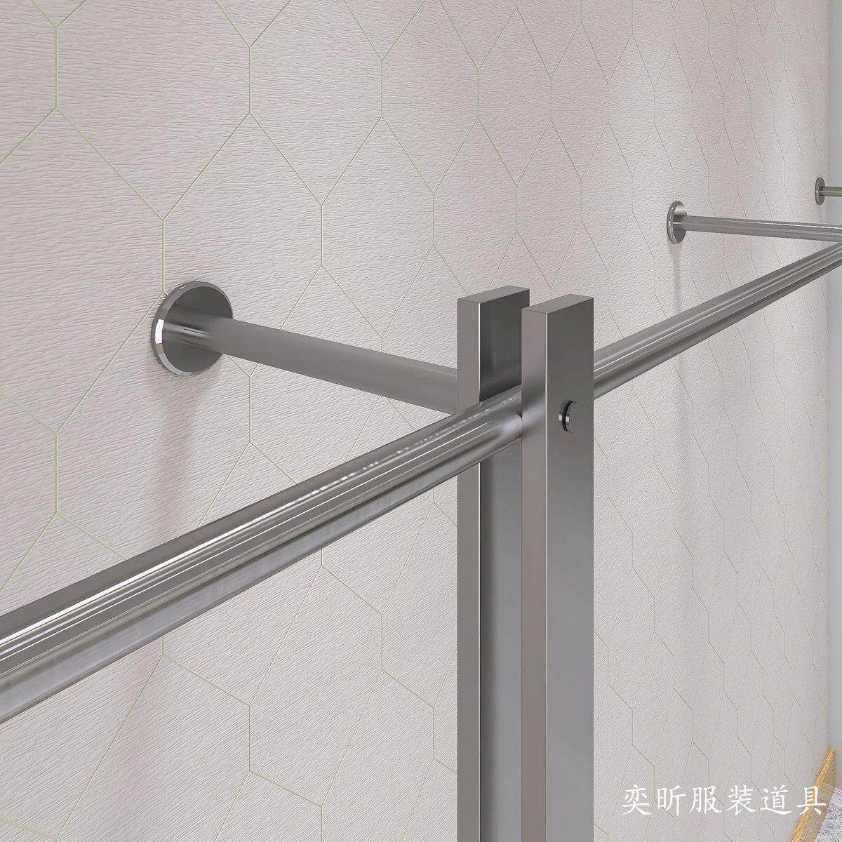 高档服装店壁挂展示架不锈钢拉丝上墙挂衣架女装店陈列架衣服货架
