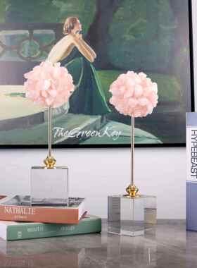 粉现代简天约然色水晶花球家水晶底座摆件W0269居卧室客厅软装装