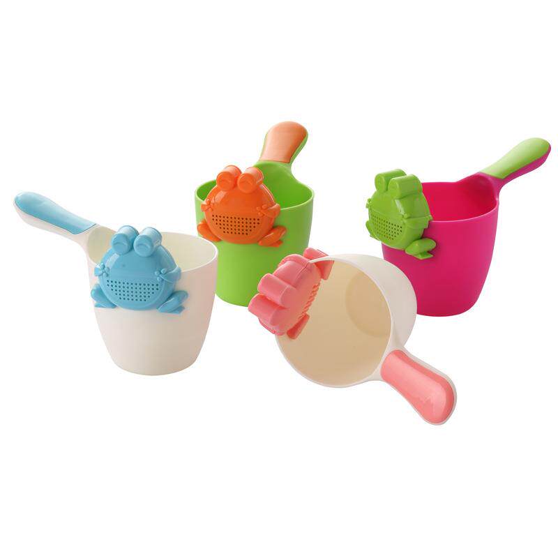 儿童洗头水勺卡通青蛙花洒 炫彩可拆卸青蛙淋浴头洗头杯