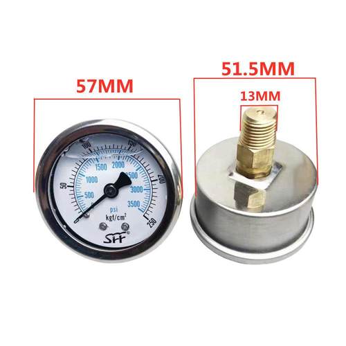 YN-50Z轴向耐震压力表油压液压水压气压背出防震不锈钢外壳0-10KG