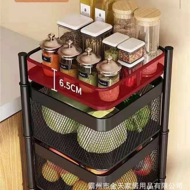 厨房旋转置物架家用客厅零食果蔬落地式多层小推车置物架批发