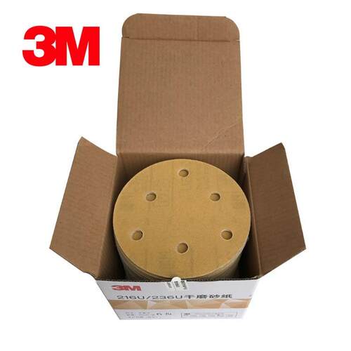 3M干磨砂纸3M236U背绒吸尘干磨砂纸5寸6孔直径125MM圆盘砂纸216U