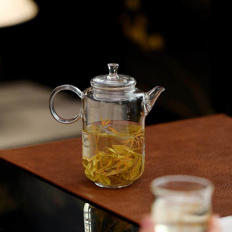 金银竹中式复古泡茶壶花茶壶耐高温高硼硅玻璃绿茶专用泡茶壶单壶