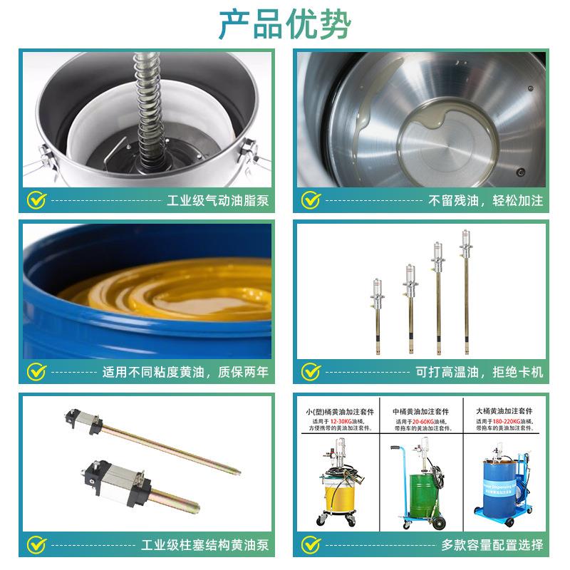 轴承齿轮注油机 气动高压打黄油 便携式黄油加注套件 适用12-40kg