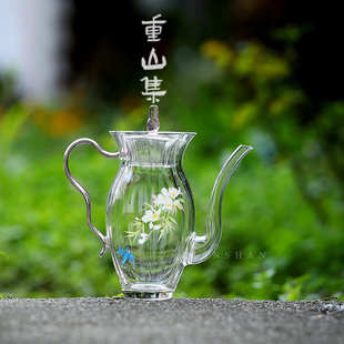 仿宋手执壶耐热玻璃绿茶专用花茶壶家用冷泡茶器围炉冰茶配件